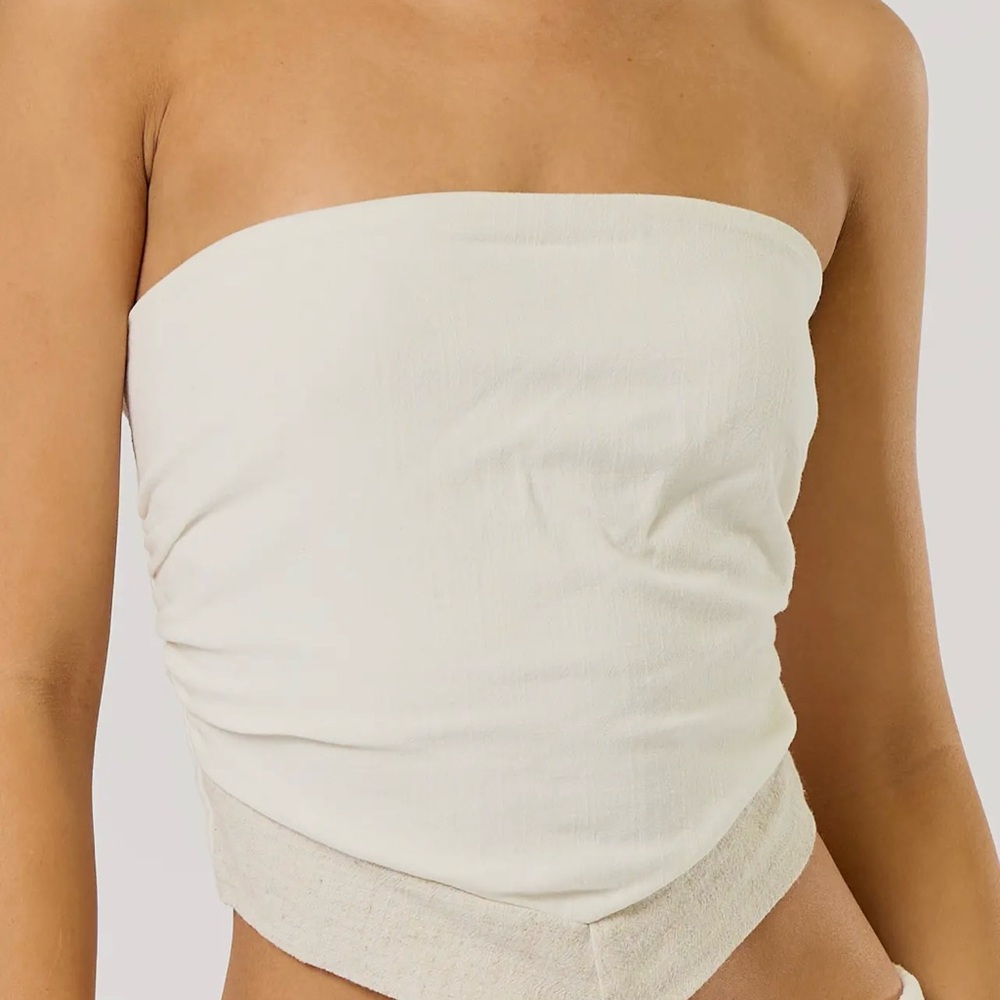 Elegant Cream Strapless Crop Top